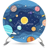Aperturee - Blue Wavy Galaxy Planet Star Round Birthday Backdrop